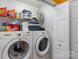 Laundry room equipped with washer and dryer, and storage shelves at 2444 Fabyan Ln, Charlotte, NC 28262