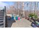 Backyard patio with an outdoor fireplace and colorful Adirondack chairs, ideal for relaxation at 161 Dairy Farm Rd, Mooresville, NC 28115