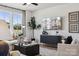 Inviting living room with large windows, comfortable seating, modern decor, and hardwood floors at 3222 Stelfox St, Charlotte, NC 28262