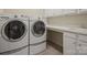 Well-equipped laundry room with front loading washer, dryer, ample counter space and built-in cabinets at 4030 Ambleside Dr, Fort Mill, SC 29707
