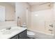 Bathroom featuring a vanity, mirror, toilet, and a shower-tub combination at 11918 Crabapple Ln, Huntersville, NC 28078