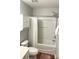 Clean bathroom with combined shower and tub, featuring white fixtures at 140 Marakery Rd # C, Mooresville, NC 28115
