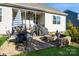 Backyard with outdoor seating and a brick fire pit perfect for relaxation and gatherings at 2112 Balting Glass Dr, Indian Trail, NC 28079