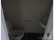 Cozy powder room with a pedestal sink and toilet in a neutral color scheme at 252 Mills Ave, Troutman, NC 28166