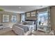 Bright bedroom featuring neutral walls, carpet, two windows, side tables, and stylish decor at 3060 Ora Smith Rd, Lincolnton, NC 28092