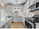 The bright kitchen is complete with stainless appliances and a door leading to the exterior at 604 Atherton Way, Rock Hill, SC 29730