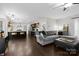 Open concept floorplan with seamless transition from living room to kitchen at 7201 Brassy Creek Ln, Charlotte, NC 28269