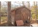 Exterior shot of shed located by the lake and surrounded by natural elements such as trees at 8749 Dog Leg Rd # 7, Sherrills Ford, NC 28673
