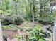 Lush backyard featuring a landscaped garden and a hammock strung between mature trees, creating a serene retreat at 1590 Daybreak Ridge Rd, Kannapolis, NC 28081