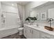 Bright bathroom featuring a single sink vanity, modern fixtures, a bathtub and shower combination at 302 Bezelle Ave, York, SC 29745