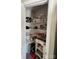 Organized pantry with wire shelving, food items, and supplies at 329 Aniston Ln, Shelby, NC 28152