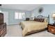 Cozy bedroom with light blue walls, a comfortable bed, and ample natural light from the window at 4607 Carmel Vista Ln, Charlotte, NC 28226