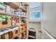 Well-organized pantry featuring shelves, bins, and baskets for efficient storage and accessibility at 7035 Walnut Branch Ln, Charlotte, NC 28277
