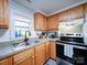 Well-lit kitchen featuring light wood cabinets, stainless steel appliances, and modern fixtures at 709 High St, Albemarle, NC 28001