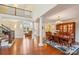 Large open foyer with columns, wood floors, and lots of natural light at 16506 Doves Canyon Ln, Charlotte, NC 28278