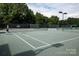 Well-maintained tennis courts surrounded by lush greenery, offering a private and picturesque setting at 18302 Town Harbour Rd, Cornelius, NC 28031