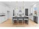 Modern kitchen with white cabinets, a center island, pendant lighting, and stainless steel appliances at 3627 Rogers St, Charlotte, NC 28208
