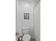 Well-lit half bathroom featuring a white toilet with modern art and a white shower curtain at 437 Buttermere Rd # 31, Fort Mill, SC 29715