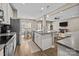 Open-concept kitchen with stainless steel appliances, gray countertops, and an island overlooking the living room at 437 Buttermere Rd # 31, Fort Mill, SC 29715