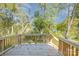 A wooden deck, surrounded by lush trees, offers a private outdoor retreat at 1006 W B St, Kannapolis, NC 28081