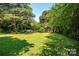 Expansive backyard offers a peaceful setting with its well-maintained lawn and backdrop of mature trees at 2250 Arnold Dr, Charlotte, NC 28205