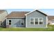 Exterior rear view of a blue home with green grass and an HVAC unit at 25966 Appleyard Ct # 1205, Lancaster, SC 29720