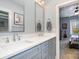 Bathroom featuring double sinks, white countertops and gray cabinets at 3439 Richards Xing, Fort Mill, SC 29708