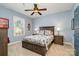 Bedroom featuring a large bed, neutral carpet, and ceiling fan at 3439 Richards Xing, Fort Mill, SC 29708