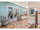 Inviting hallway with brick floors, a beverage center, and an open view to the office at 3439 Richards Xing, Fort Mill, SC 29708