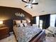 Well-decorated main bedroom featuring a large bed, accent wall, and stylish decor at 10929 Lassen Ct, Charlotte, NC 28214