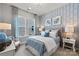 Cozy bedroom featuring neutral walls, two windows, stylish curtains, and a comfortable bed at 126 Goorawing Ln, Mooresville, NC 28115