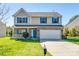 Charming two-story home featuring blue shutters, a brick facade, covered porch, and well-maintained lawn at 1612 Beleek Ridge Ln, Clover, SC 29710