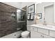 Modern bathroom featuring a glass-enclosed shower, stylish vanity, and elegant fixtures at 2208 Indigo Branch Rd, Indian Land, SC 29707