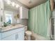 Cozy bathroom showcasing vanity, medicine cabinet, and combination shower and tub at 2463 Diplomat Ln, Charlotte, NC 28210