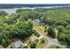 Aerial view of a home surrounded by lush greenery, near a lake, with neighborhood amenities nearby at 329 Squirrel Ln, Clover, SC 29710