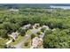 Aerial view of the neighborhood homes surrounded by lush greenery and mature trees at 329 Squirrel Ln, Clover, SC 29710