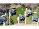 Aerial view of the property showcasing the fenced backyard, landscaping, and overall lot size at 5019 Mill Creek Rd, Clover, SC 29710