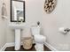 Powder room featuring a pedestal sink, decorative accents, and modern fixtures at 5019 Mill Creek Rd, Clover, SC 29710