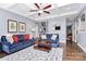 Inviting living room with coffered ceiling, hardwood floors and comfortable seating at 5019 Mill Creek Rd, Clover, SC 29710