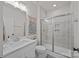 Clean bathroom features a glass shower, white vanity, and modern fixtures at 1037 Naples Dr, Davidson, NC 28036