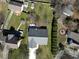 An aerial view showcasing the house, spacious backyard, and surrounding neighborhood at 12012 Stainsby Ln, Charlotte, NC 28273
