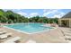 Large community pool with ample lounge chairs and umbrellas for relaxation and recreation at 12012 Stainsby Ln, Charlotte, NC 28273