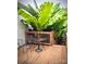 Cozy back deck with table and chairs, surrounded by tropical banana plants for a private outdoor space at 125 Rocky Trail Ct, Fort Mill, SC 29715
