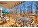Outdoor wooden deck with table, chairs, and an awning, perfect for entertaining at 125 Rocky Trail Ct, Fort Mill, SC 29715
