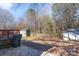 A flat backyard is partially fenced and features a shed at 142 Westerwood Dr, Rock Hill, SC 29732
