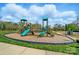 Community playground with multiple slides and climbing structures offers hours of fun at 15307 Country Lake Dr, Pineville, NC 28134