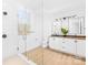 Modern bathroom featuring glass enclosed shower and double sink vanity with sleek lighting at 2010 Bessbrook Rd, Fort Mill, SC 29708