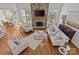 Bright and airy living room with hardwood floors, stone fireplace, and views of the outside at 2464 Chatham Dr, Indian Land, SC 29707