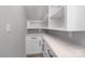 Pantry with white cabinets and countertop with convenient shelving for storage at 3924 13Th Ne St, Hickory, NC 28601