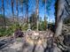 Outdoor stone fire pit area with seating and peaceful landscaping at 549 Briarwood Ln, Lancaster, SC 29720